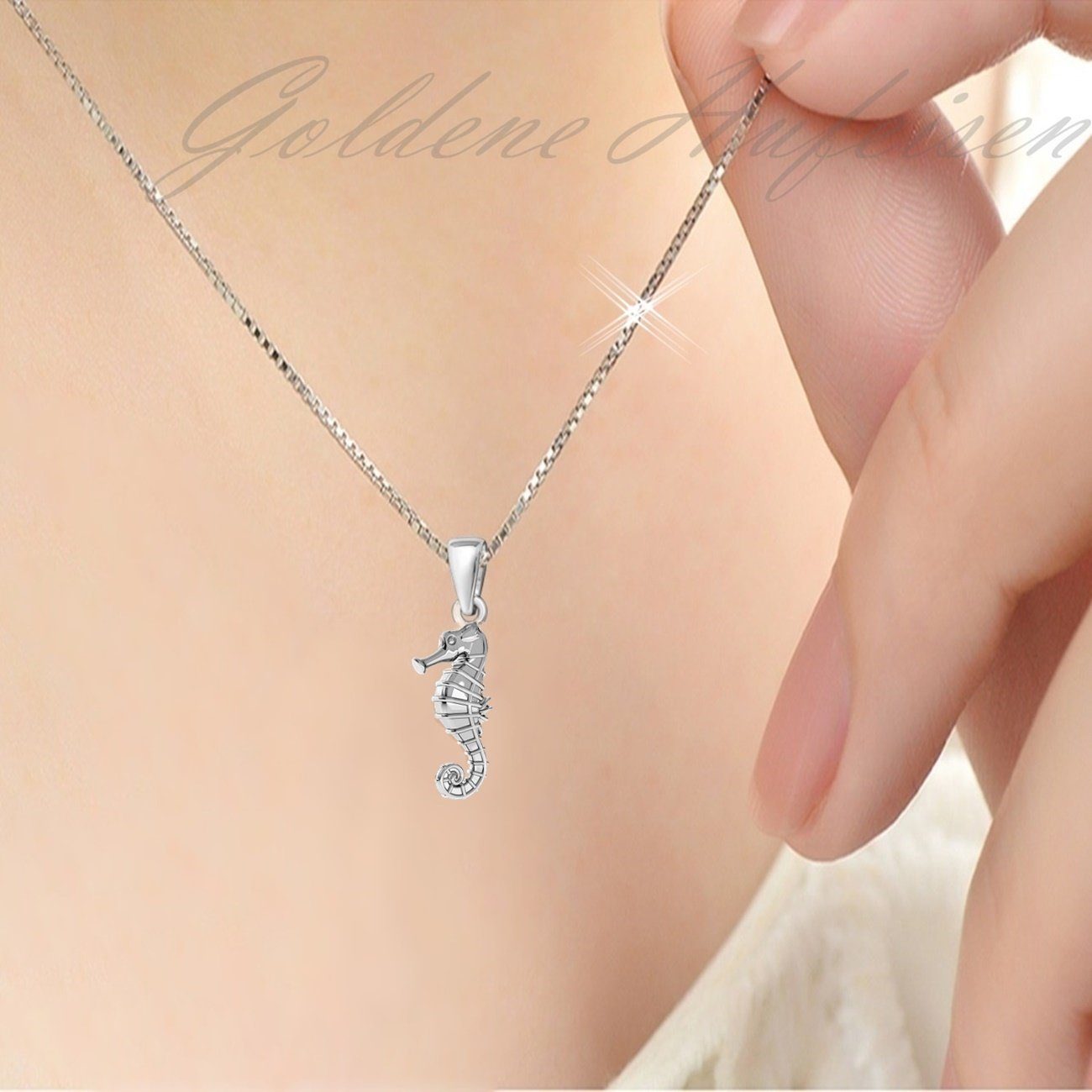 Kinderkette mit kleinem Seepferdchen Anhänger aus 925 Silber Bild 2