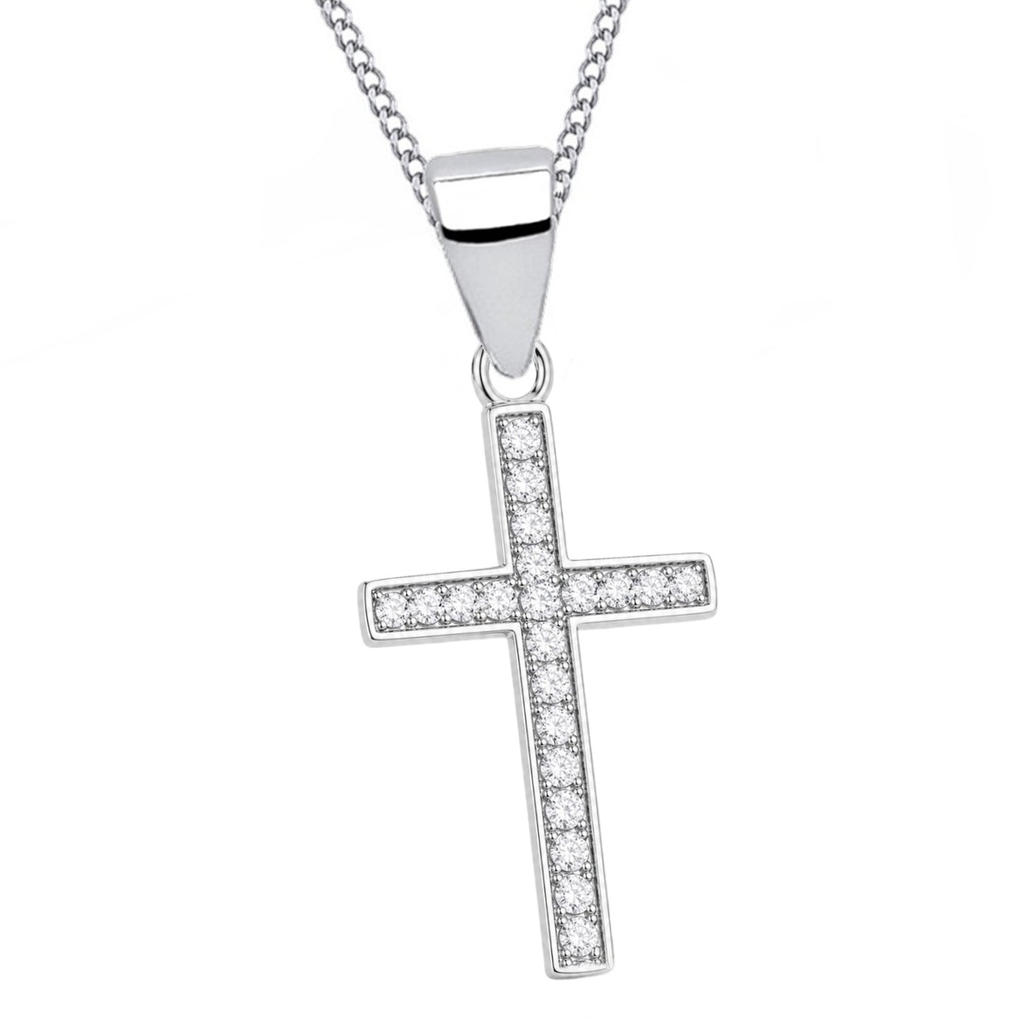 Klassische Kreuz Halskette aus 925 Sterling Silber mit Zirkonia Bild 1