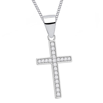 Klassische Kreuz Halskette aus 925 Sterling Silber mit Zirkonia Bild 1