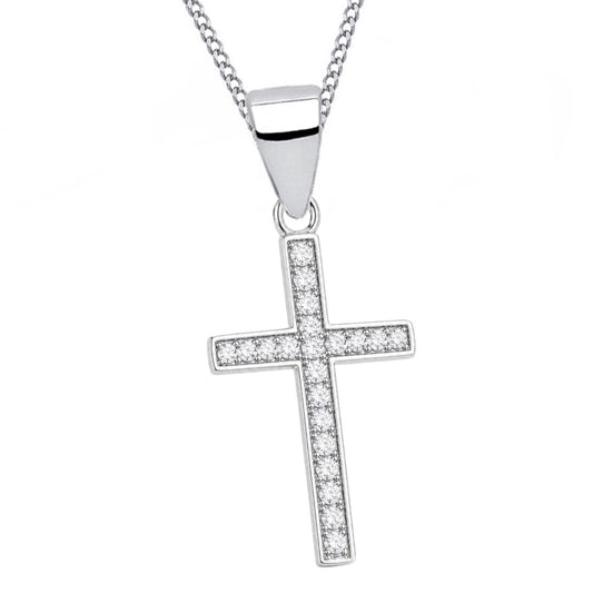 Klassische Kreuz Halskette aus 925 Sterling Silber mit Zirkonia Bild 1