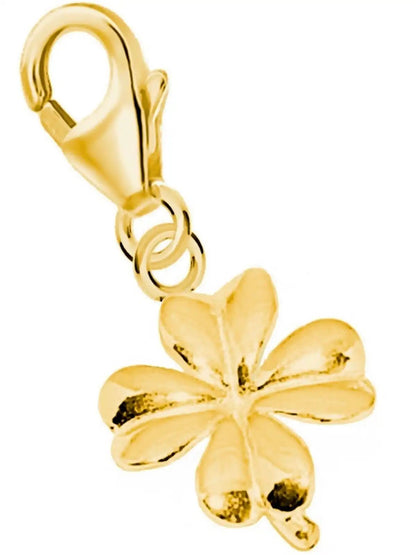 Kleeblatt Charm aus 925 Silber vergoldet – Glück Anhänger Bild 1