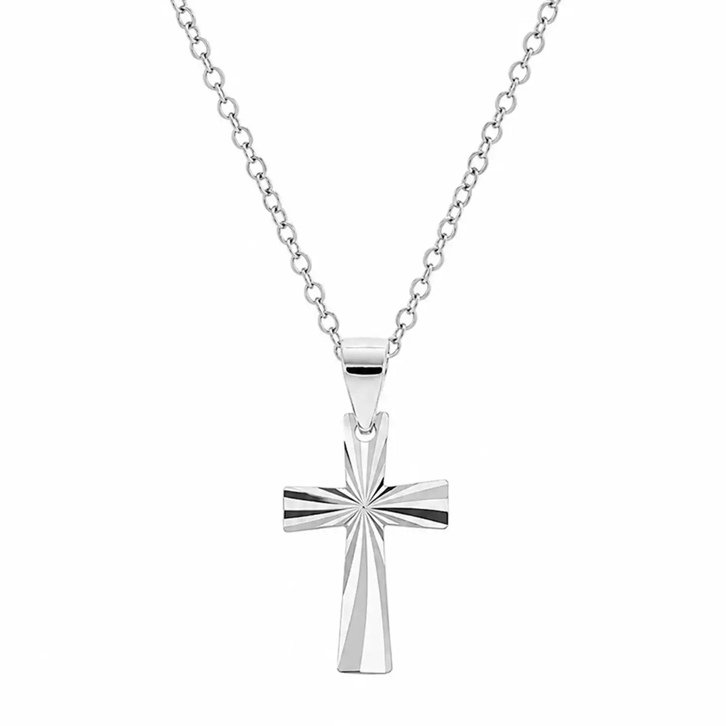 Kleine Kreuz Halskette aus 925 Silber mit diamantiertem Finish Bild 1