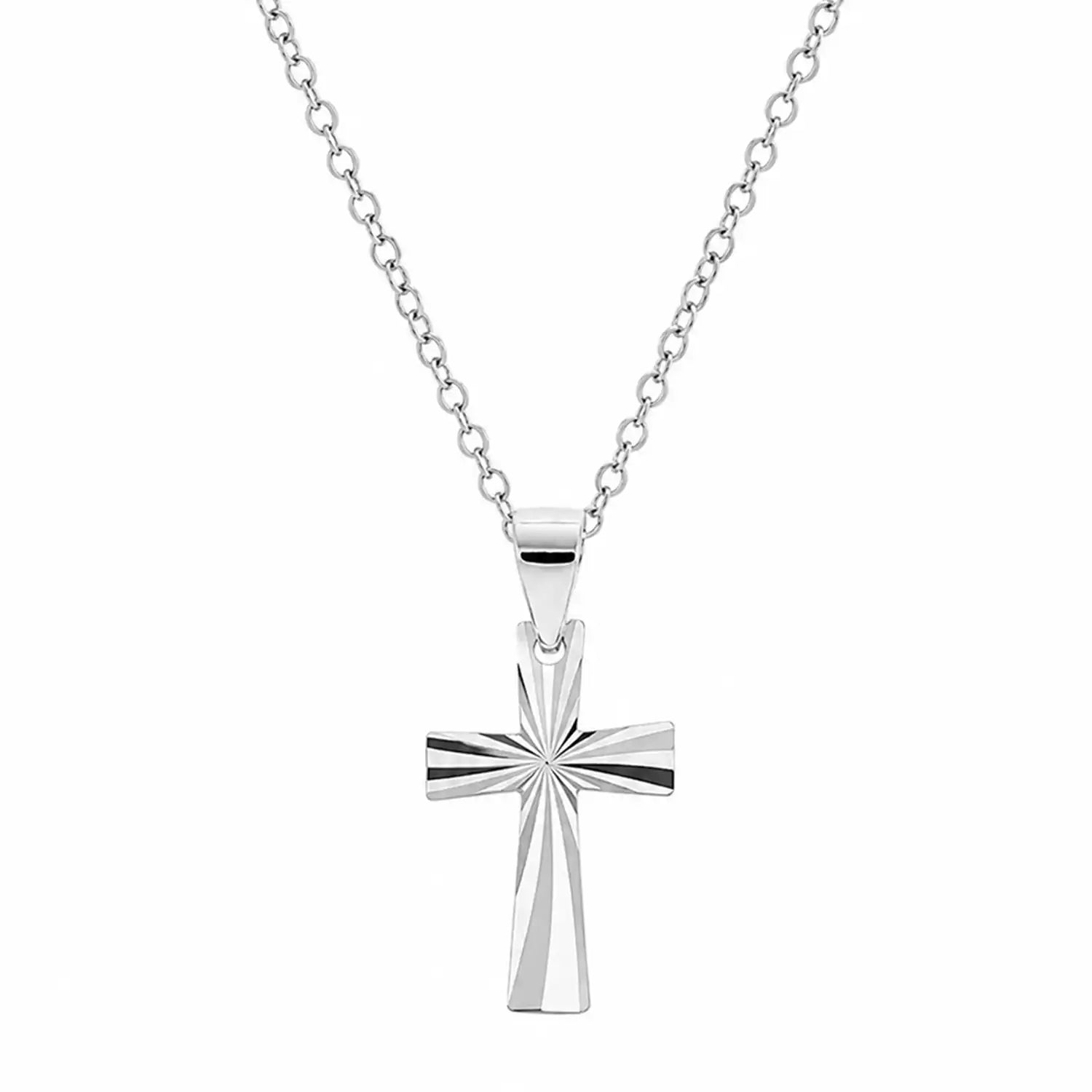 Kleine Kreuz Halskette aus 925 Silber mit diamantiertem Finish Bild 1