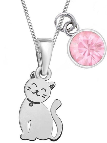 Kleines Kätzchen Kinderkette aus 925 Silber mit rundem Zirkonia Bild 1