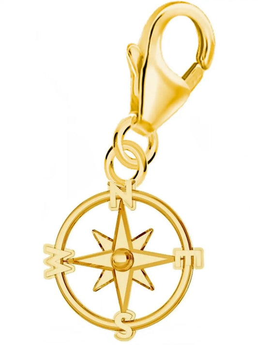 Kompass Charm aus 925 Silber vergoldet – Symbol AnhängerBild 1
