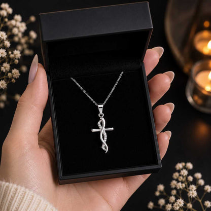 Kreuz Anhänger mit Infinity Kette aus 925 Silber in premium-verpackung 1