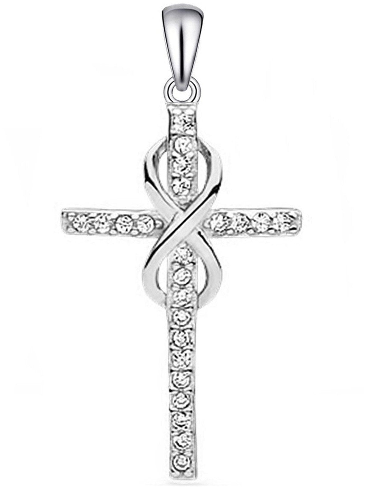 Kreuz Anhänger mit Infinity aus 925 Silber
