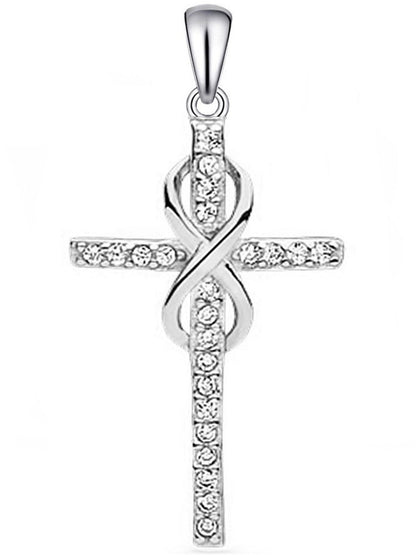 Kreuz Anhänger mit Infinity aus 925 Silber