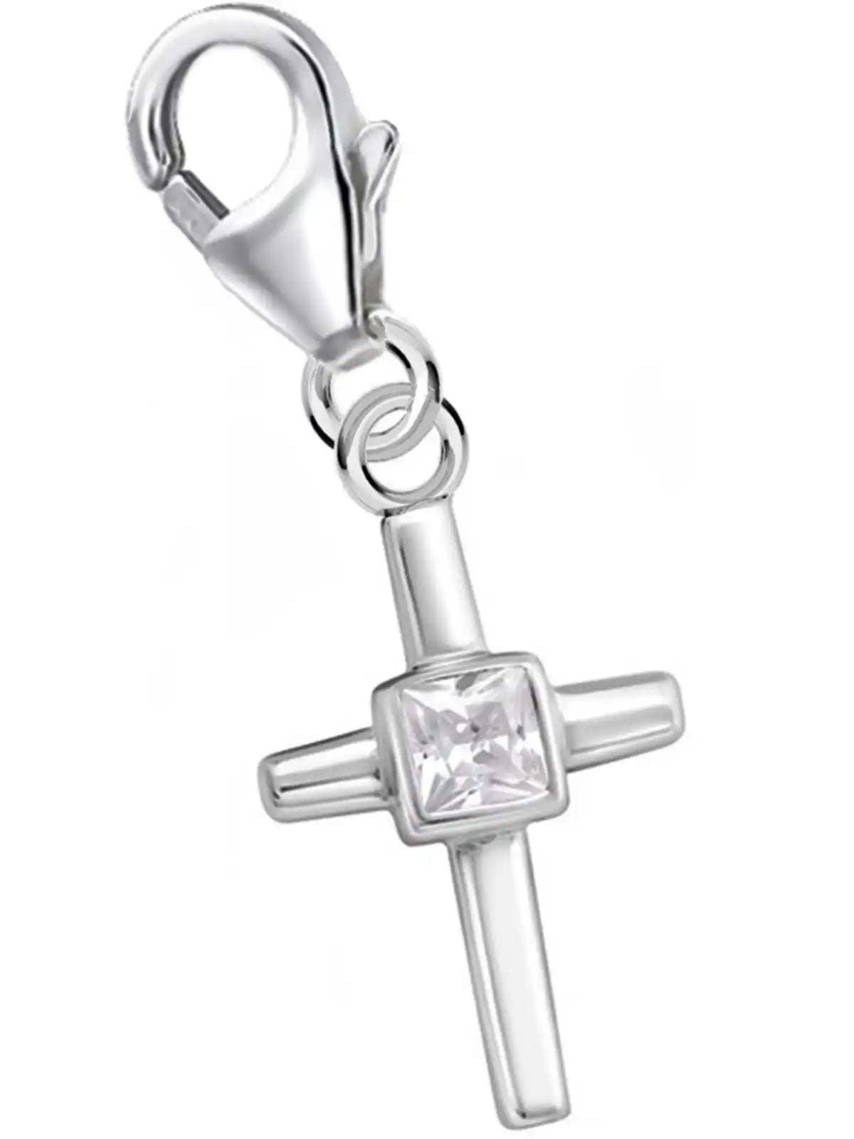 Kreuz Charm aus echtem 925 Silber - Anhänger für Charmketten Bild 1