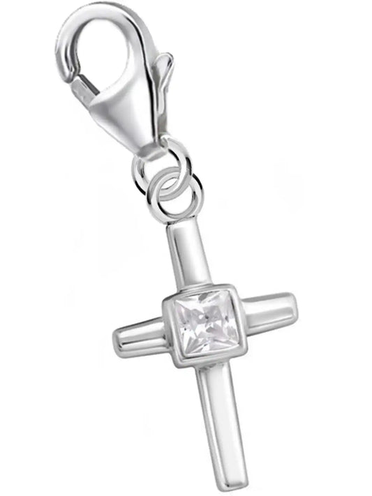 Kreuz Charm aus echtem 925 Silber - Anhänger für Charmketten Bild 1