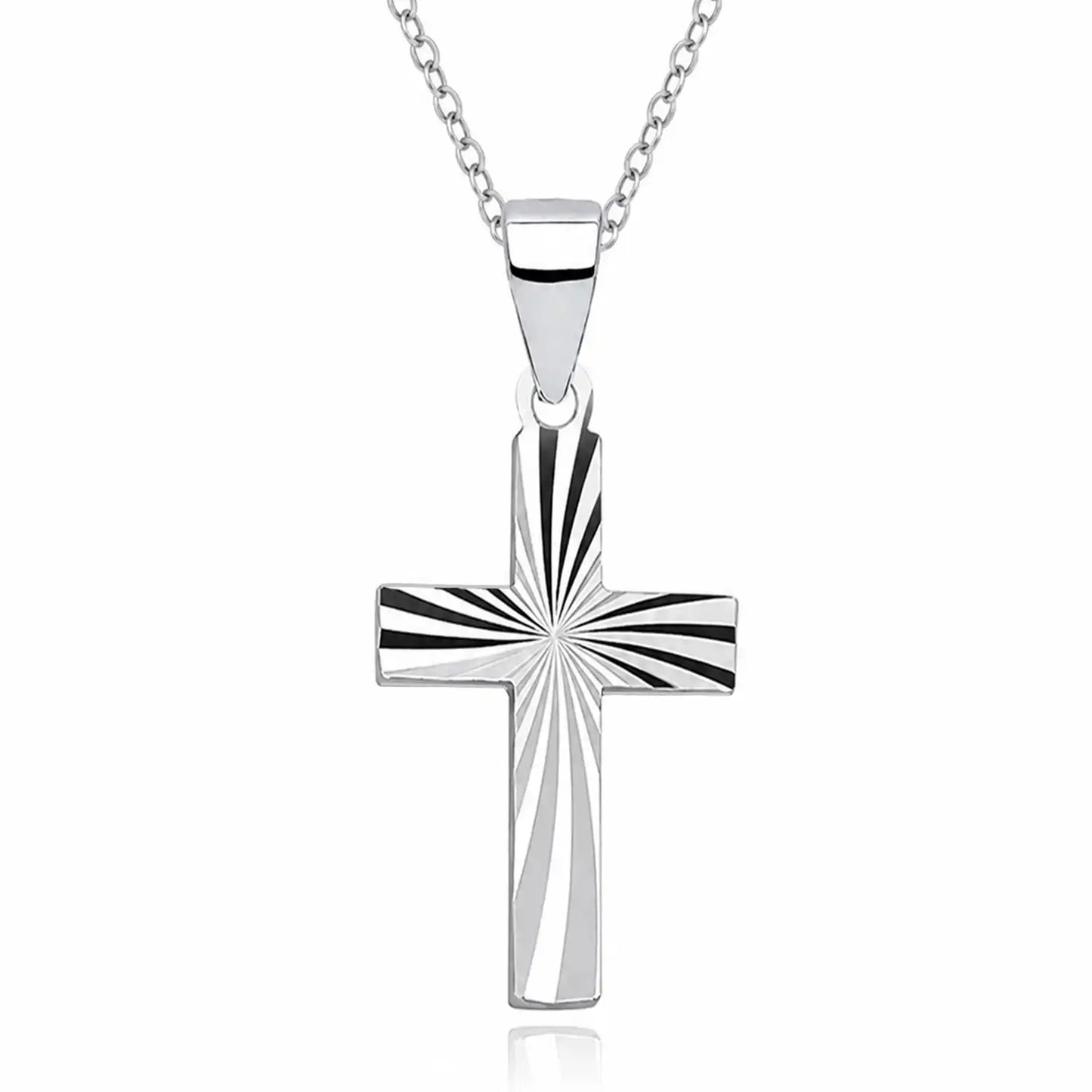 Kreuz Halskette aus 925 Silber mit diamantierter Oberfläche Bild 1