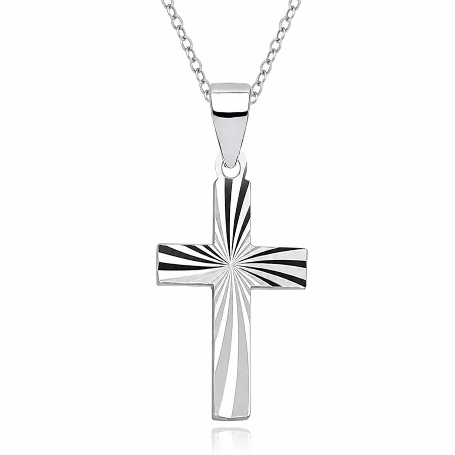 Kreuz Halskette aus 925 Silber mit diamantierter Oberfläche Bild 1