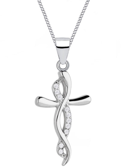 Kreuz Kette mit Infinity Symbol aus 925 Silber mit Zirkonia Bild 1