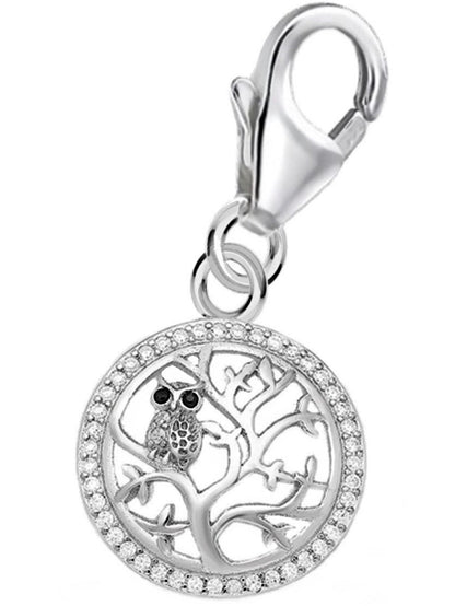 Lebensbaum mit Eule Charm Silber 925 - Geschenkidee Vogel Schmuck Bild 1