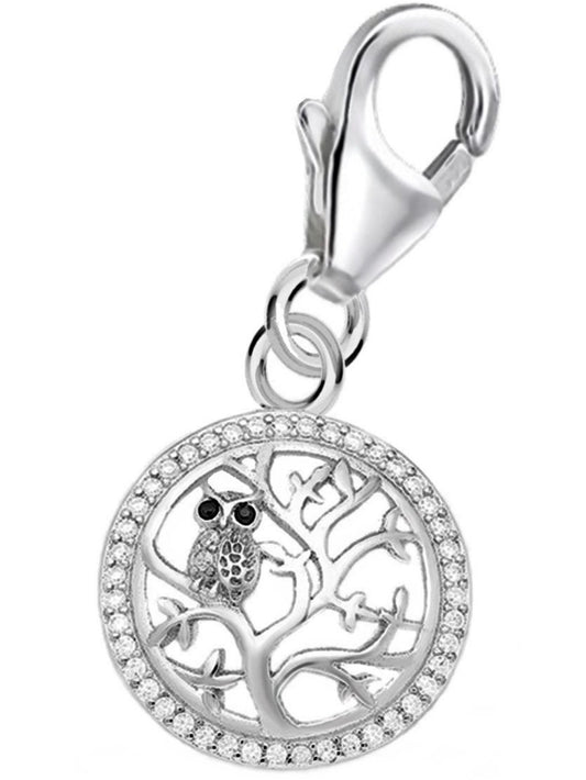 Lebensbaum mit Eule Charm Silber 925 - Geschenkidee Vogel Schmuck Bild 1