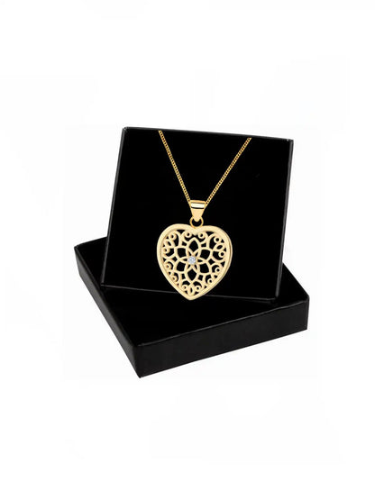 Lebensblume Anhänger in Herzform mit Kette aus vergoldetem Silber Bild 3