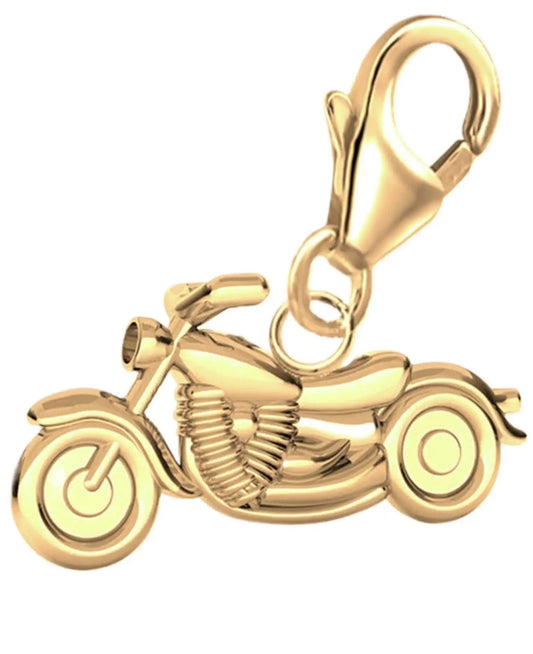 Motorrad Charm aus 925 Silber vergoldet – mini Biker Anhänger Bild 1