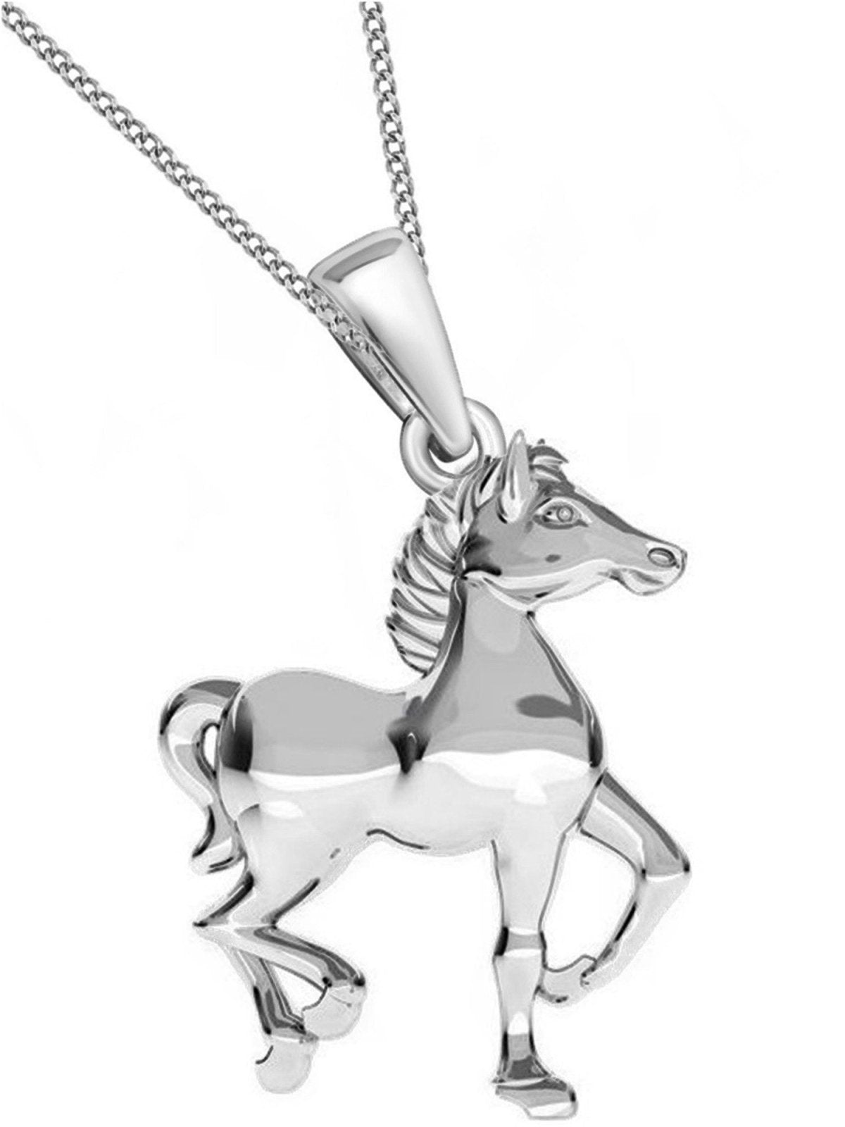 Pferd Anhänger mit Kette aus 925 Sterling Silber und Ankerkette Bild 1