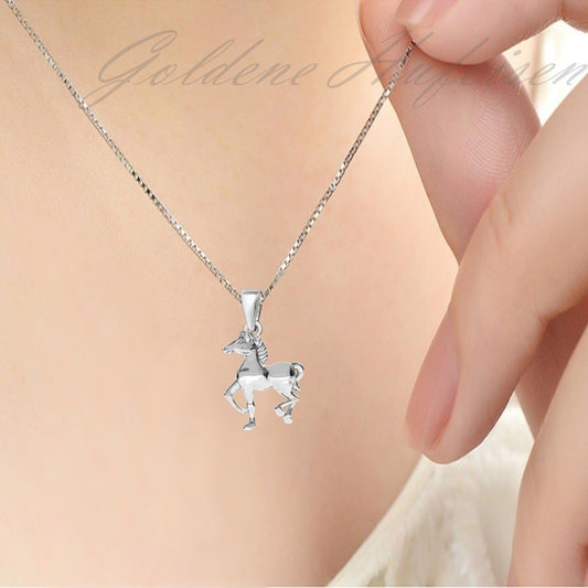 Pferd Anhänger mit Kette aus 925 Sterling Silber und Ankerkette Bild 2