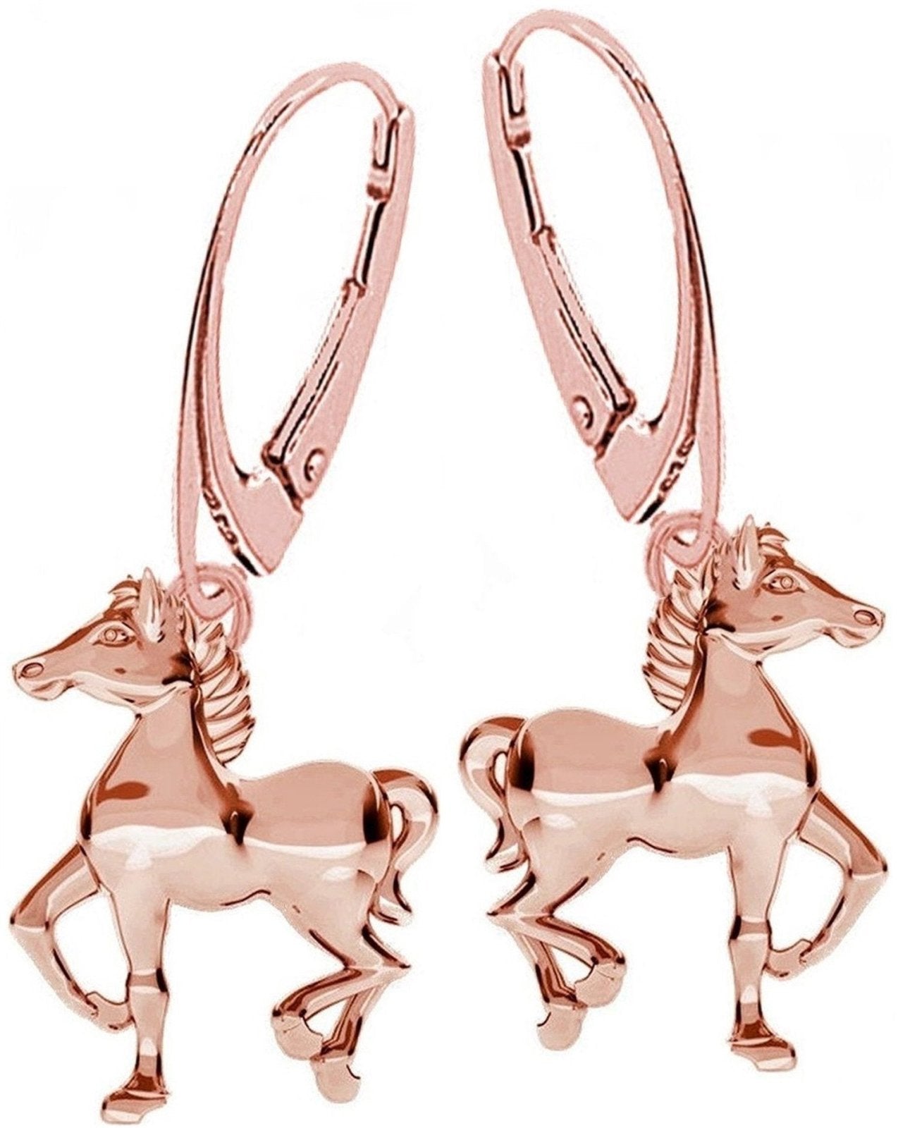 Pferd Ohrringe Rosegold vergoldet 925 Silber – Reiter Schmuck Bild 1