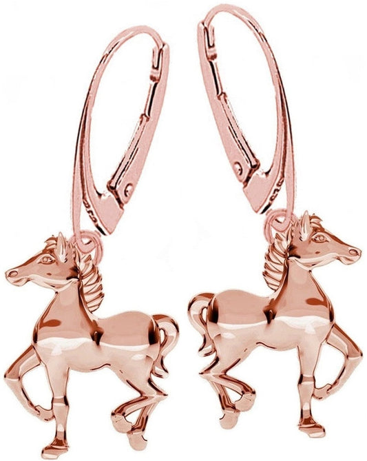 Pferd Ohrringe Rosegold vergoldet 925 Silber – Reiter Schmuck Bild 1