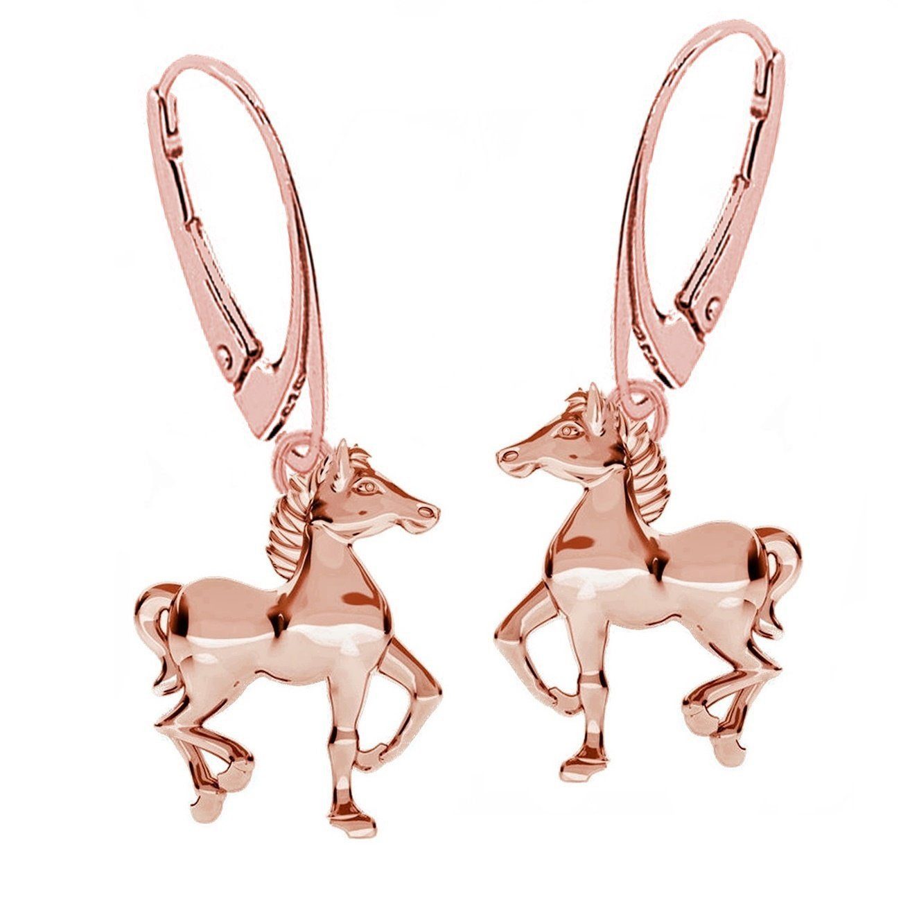 Pferd Ohrringe Rosegold vergoldet 925 Silber – Reiter Schmuck Bild 2