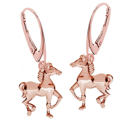 Pferd Ohrringe Rosegold vergoldet 925 Silber – Reiter Schmuck Bild 2