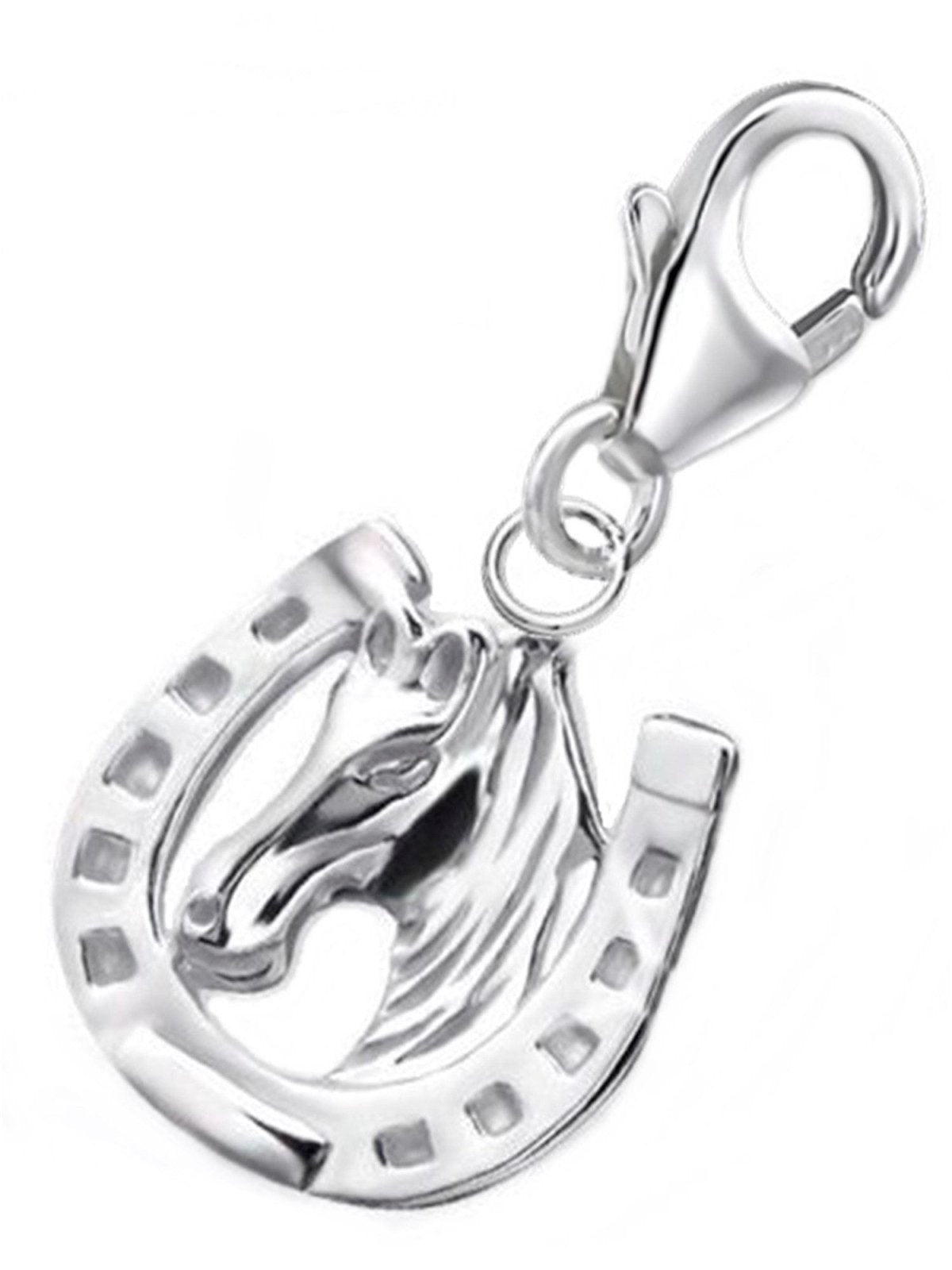 Pferde Charm aus 925 Silber – Reiter Anhänger für Charmkette Bild 1