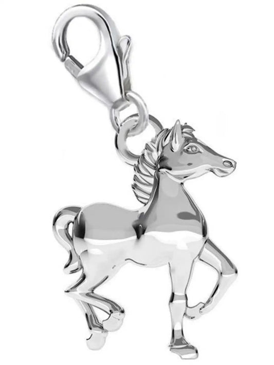 Pferde Charm aus 925 Silber – Reiter Anhänger für Armband Bild 1
