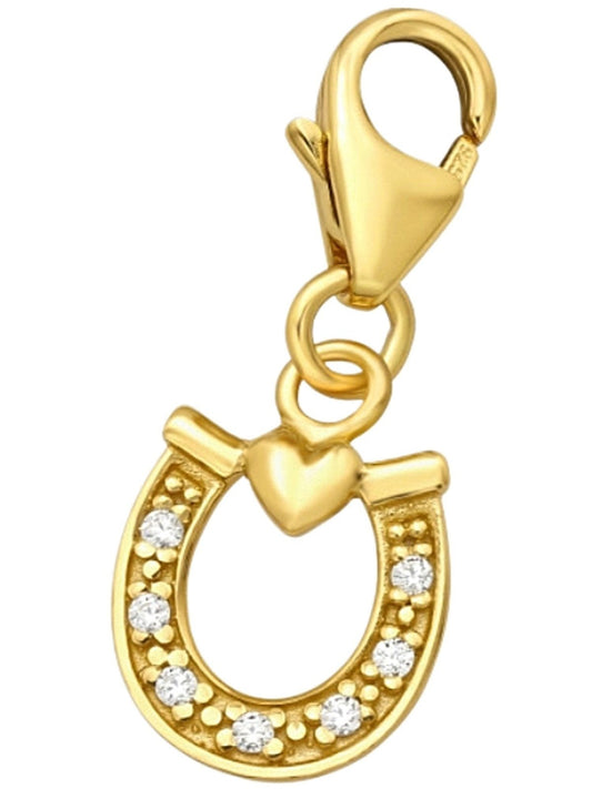 Pferde Herz Charm aus vergoldetem 925 Silber für Bettelarmbänder Bild 1