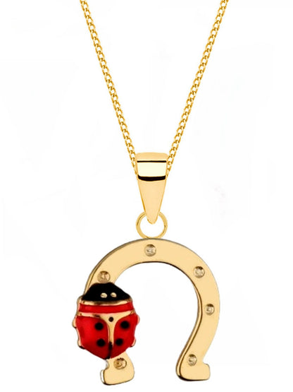 Pferde Hufeisen Anhänger mit Kette aus vergoldetem 925 Silber Bild 1