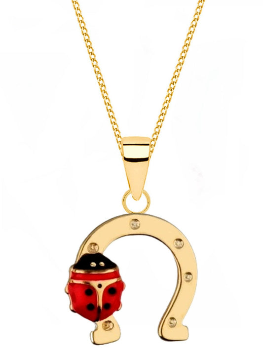Pferde Hufeisen Anhänger mit Kette aus vergoldetem 925 Silber Bild 1
