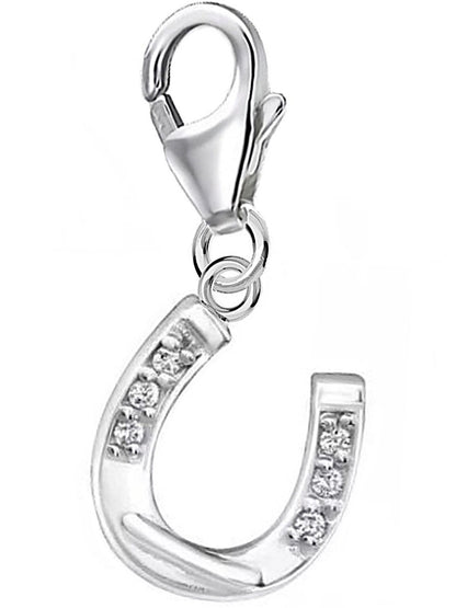 Pferde Hufeisen Charm aus 925 Silber – Glück Anhänger für Armband Bild 1