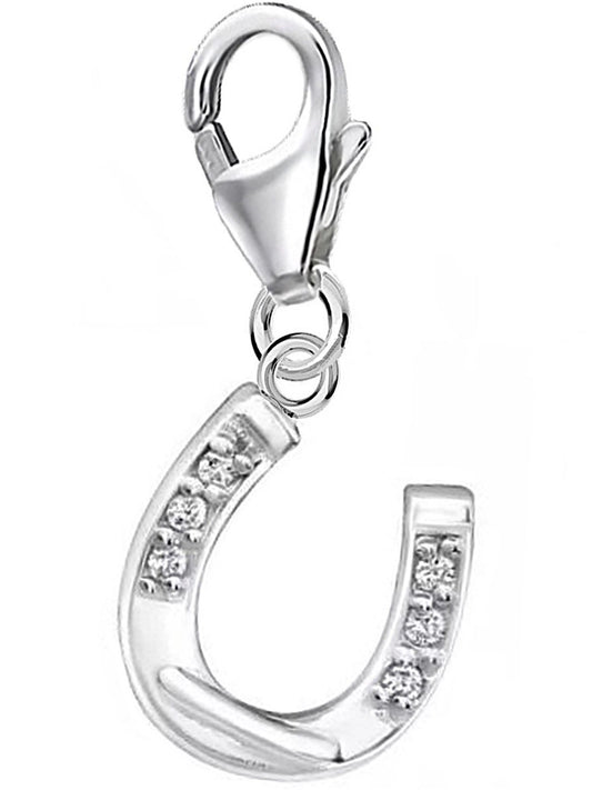 Pferde Hufeisen Charm aus 925 Silber – Glück Anhänger für Armband Bild 1