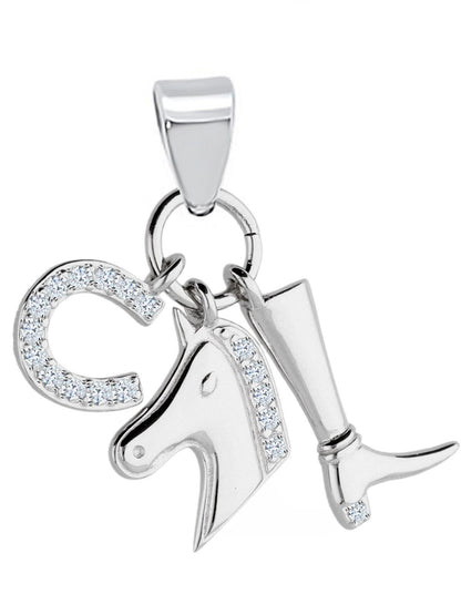 Pferde Schmuckanhänger aus 925 Silber mit Hufeisen und Stiefel Bild 1