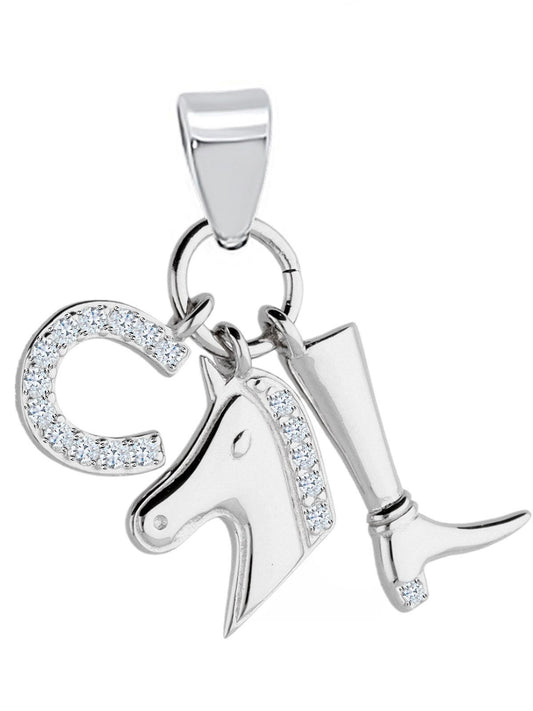 Pferde Schmuckanhänger aus 925 Silber mit Hufeisen und Stiefel Bild 1