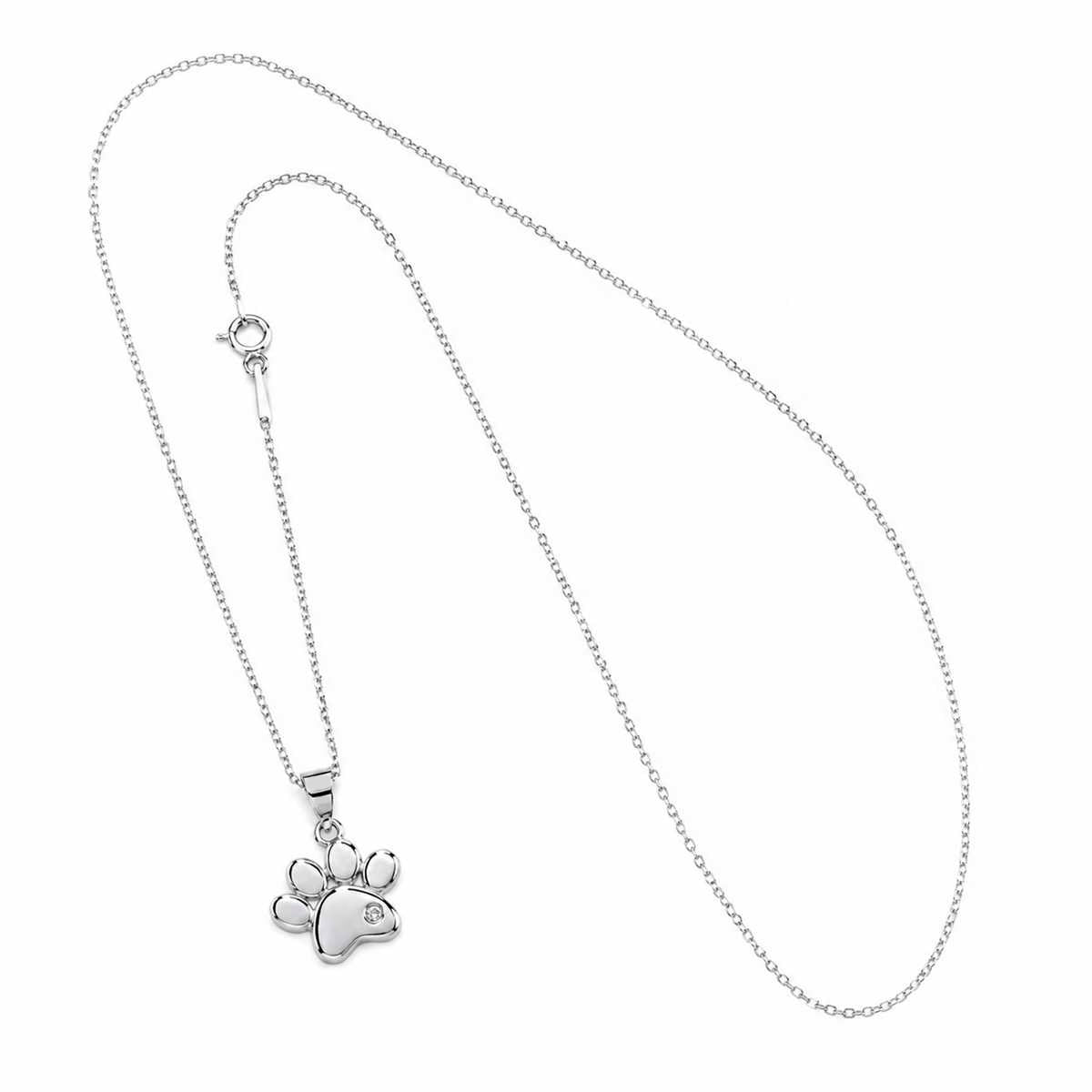 Pfote Anhänger mit Ankerkette aus echtem 925 Silber mit Stein 4