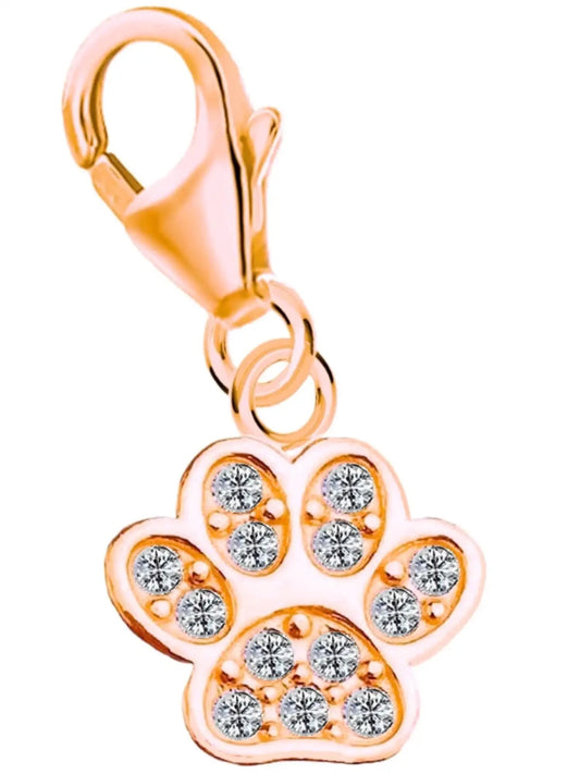 Pfote Charm 925 Silber rosevergoldet - Anhänger für Charmkette Bild 1