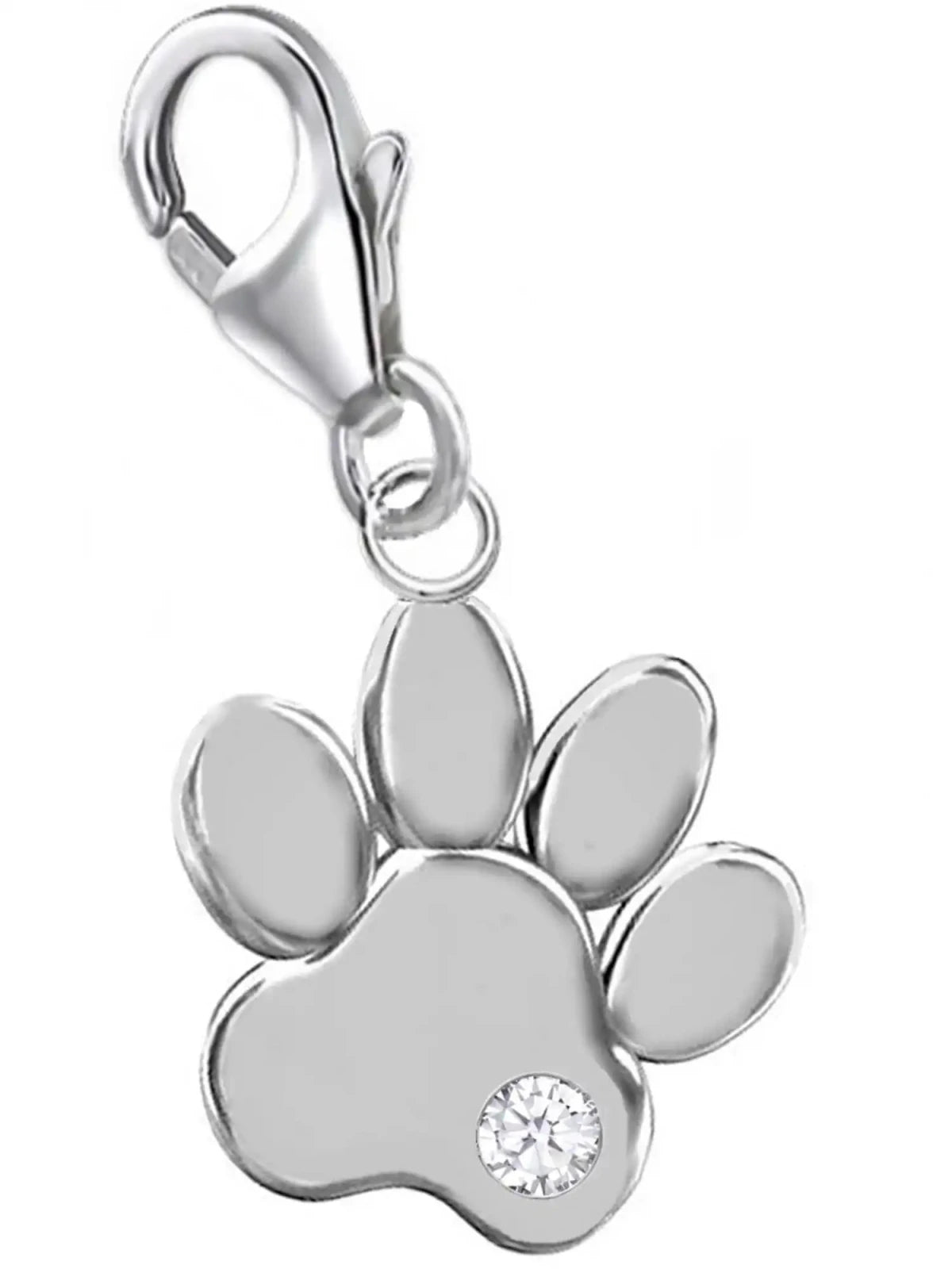 Pfote Charm Silber 925 mit Stein – Tierfreunde Schmuck Bild 1