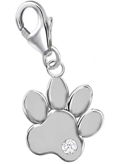Pfote Charm Silber 925 mit Stein – Tierfreunde Schmuck Bild 1