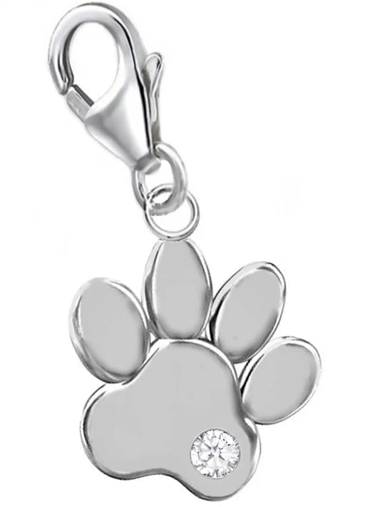 Pfote Charm Silber 925 mit Stein – Tierfreunde Schmuck Bild 1