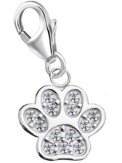 Pfote Charm Silber 925 mit Zirkonia – Schmuck für Tierfreunde Bild 1