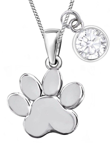 Pfote Halskette aus echtem 925 Silber mit funkelnden Zirkonia Bild 1