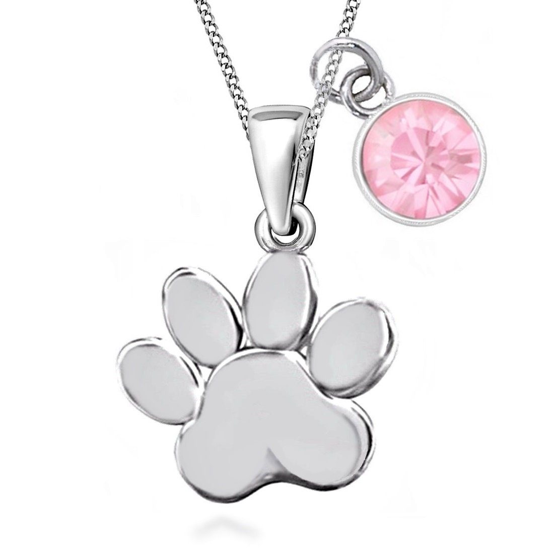 Pfote Halskette aus echtem 925 Silber mit funkelnden rosa Zirkonia Bild 1