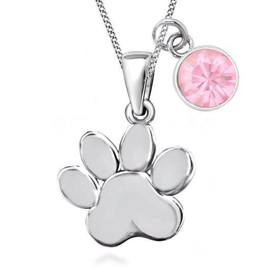 Pfote Halskette aus echtem 925 Silber mit funkelnden rosa Zirkonia Bild 1