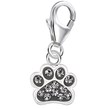 Pfoten Charm Silber 925 – Kinder Bettelarmband Tier Anhänger Grau