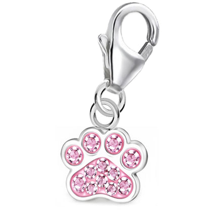Pfoten Charm Silber 925 – Kinder Bettelarmband Tier Anhänger rosa