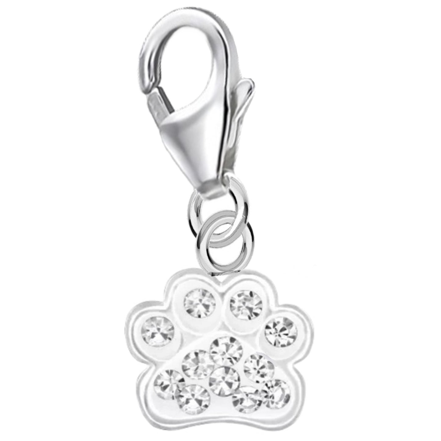 Pfoten Charm Silber 925 – Kinder Bettelarmband Tier Anhänger Weiß