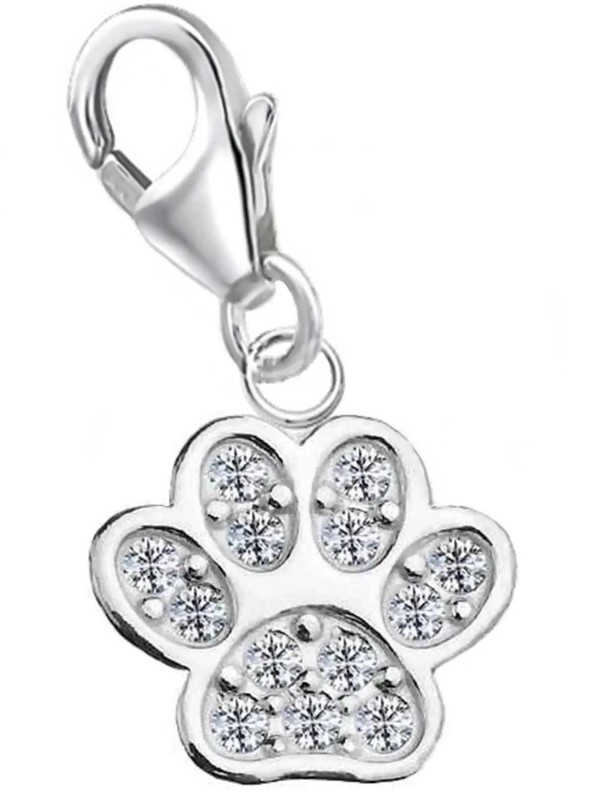 Pfoten Charm Silber 925 – Tier Armband Anhänger funkelnde Bild 1