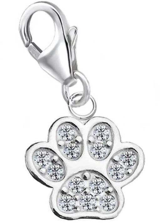 Pfoten Charm Silber 925 – Tier Armband Anhänger funkelnde Bild 1